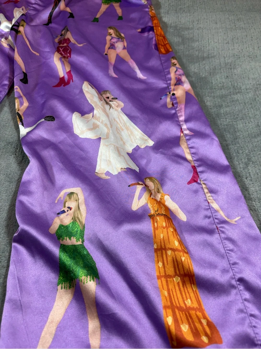 Taylor Swift Purple Satin Wide-Leg Pajama Pants with Pockets!